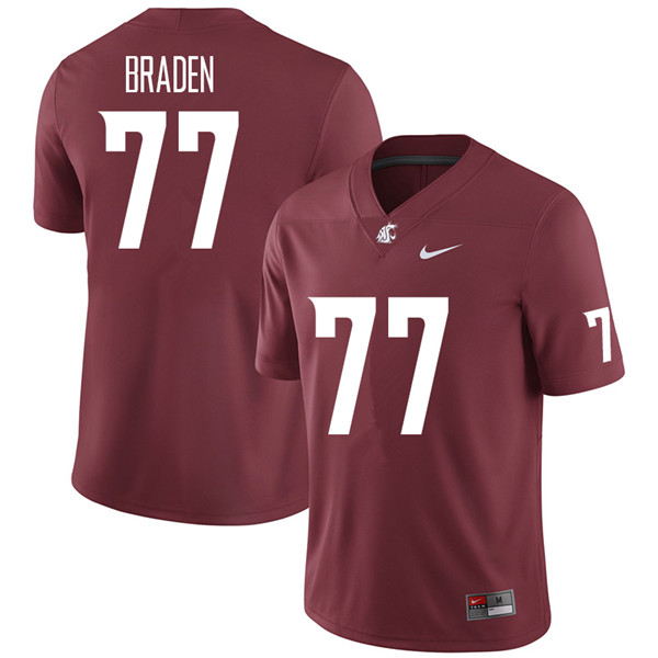 Men #77 Beau Braden Washington State Cougars College Football Jerseys Sale-Crimson